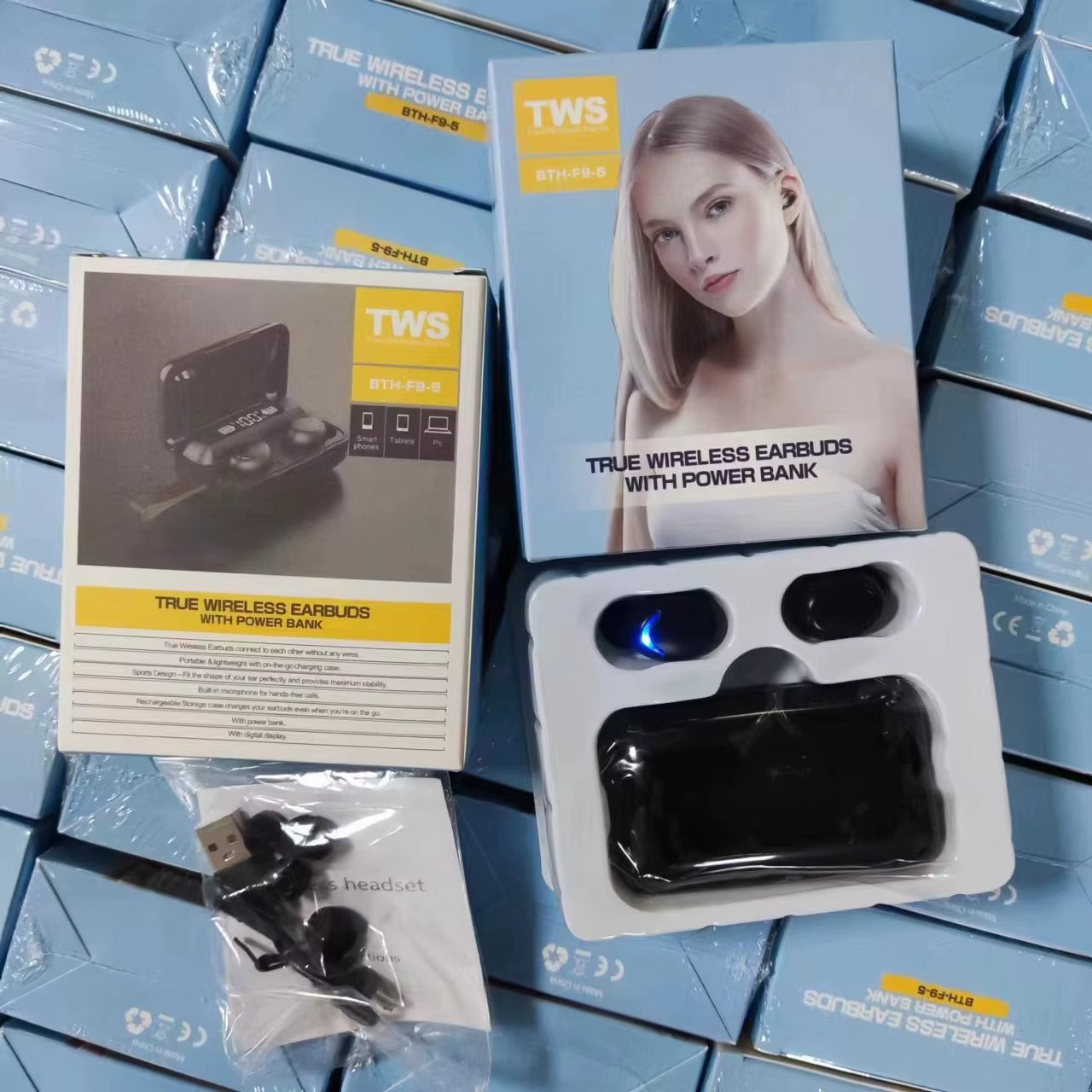 Słuchawki Bezprzewodowe TWS F9-5 LED Display Dotykowe Bluetooth