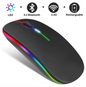 Mysz Bezprzewodowa RGB Ładowalna Bluetooth 5.2 i 2.4 G Czarna – zdjęcie 2