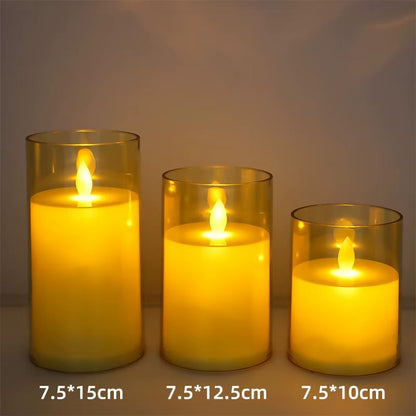 Świece LED Bezpłomieniowe w Szklanych Lampionach - Zestaw 3