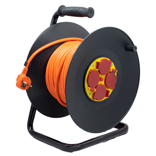 Przedłużacz Bębnowy 25m, 4 Gniazda, Zabezpieczenie Termiczne IP20