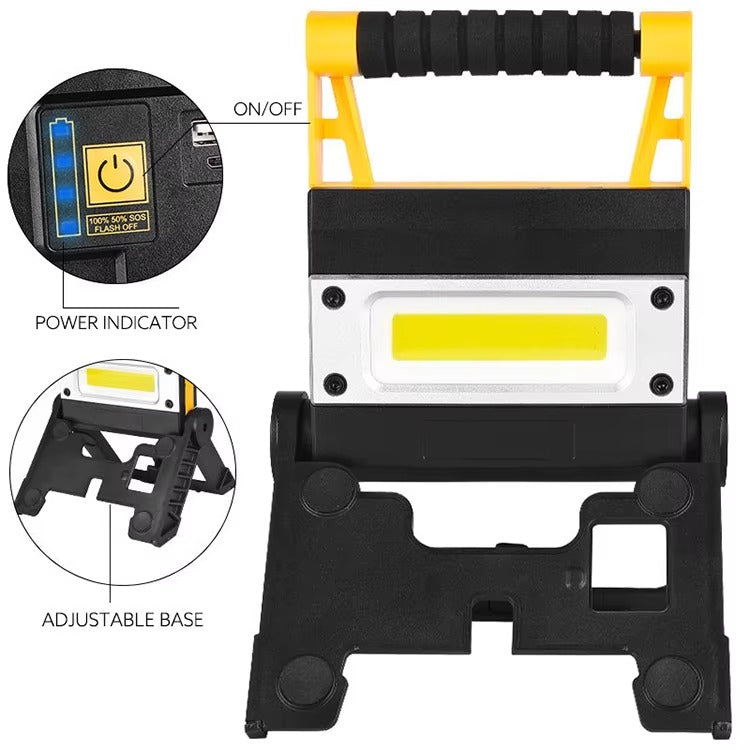 Lampa Robocza LED COB Przenośna z Podstawą | Jasne Oświetlenie