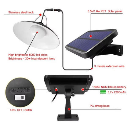 Lampa Solarna Wisząca LED z Pilotem do Ogrodu i na Taras