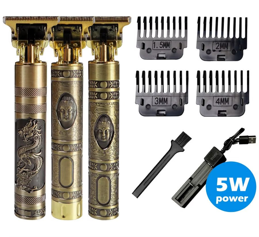 Trymer do Włosów T9 Buddha Złoty Bezprzewodowy USB