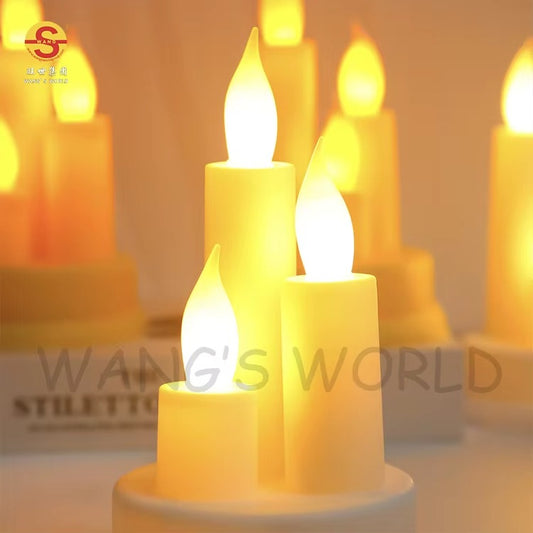 Świece LED Zestaw 3 sztuki na Podstawie | Bezpieczna Dekoracja