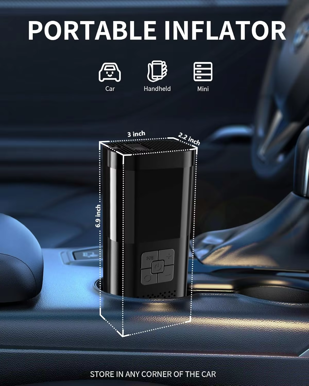 Przenośny Kompresor Samochodowy Cyfrowy LED | Pompka do Opon