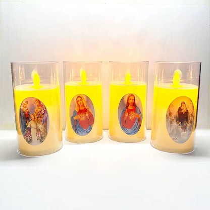 Świece LED Religijne Zestaw 4 szt. - Ruchomy Płomień | Sklep