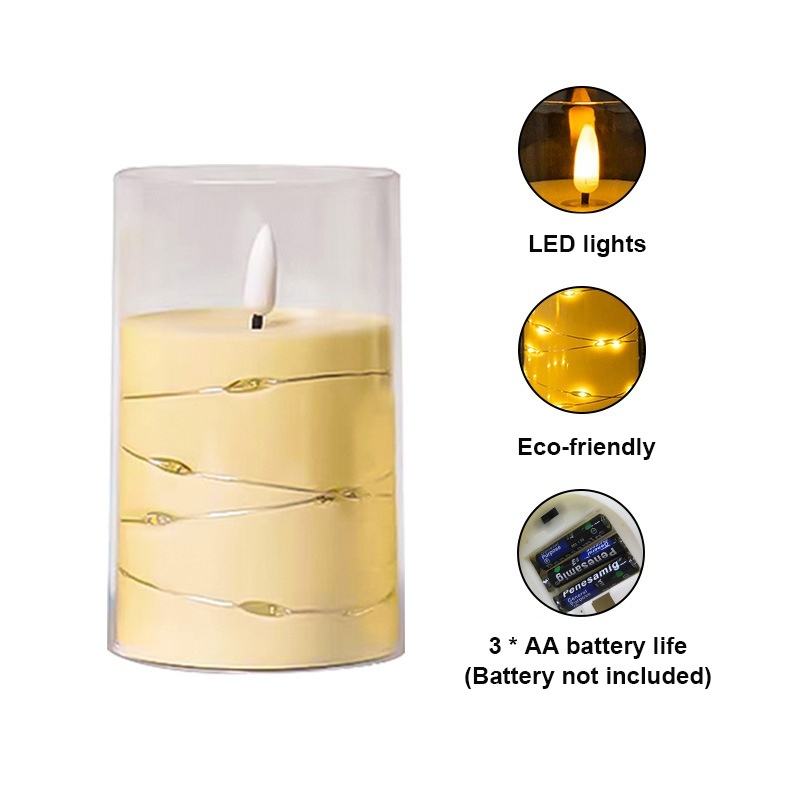 Świeca Dekoracyjna LED z Kryształem 15CM 7.5CM 15CM×7.5CM