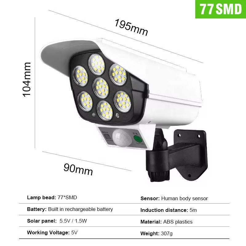 Solarna Lampa LED Kamera Atrapa z Czujnikiem Ruchu i Pilotem