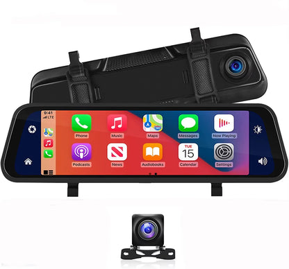 Lusterko 4K z Kamerą, CarPlay, Rejestrator Jazdy i Cofania
