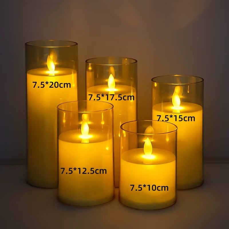 Świece LED Bezpłomieniowe w Szklanych Lampionach - Zestaw 3