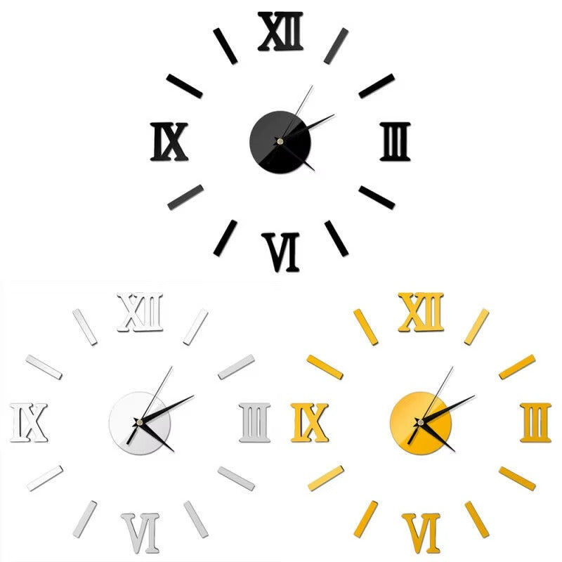 Nowoczesny Zegar Ścienny 3D DIY Bez Ramki - Dekoracja Domu