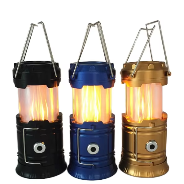Składana Latarnia LED Kempingowa z Efektem Płomienia i Białym Światłem