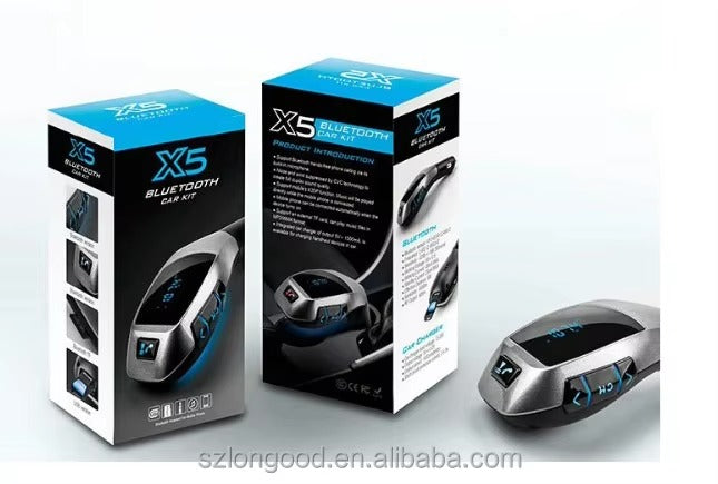 Nadajnik FM Bluetooth X5 do Samochodu | MP3 USB TF | Ładowarka
