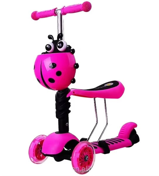 Hulajnoga Dziecięca 3w1 z Siedziskiem Biedronka Różowa - Zabawa i Rozwój