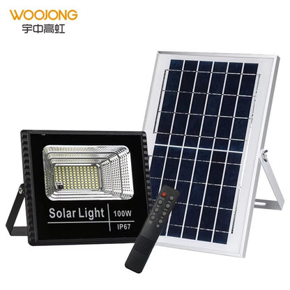 Lampa Solarna LED 100W IP67 z Panelem i Pilotem - Oświetlenie Ogrodowe