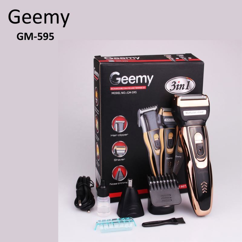 Geemy GM-595 Zestaw 3w1: Golarka, Trymer i Maszynka Akumulatorowa