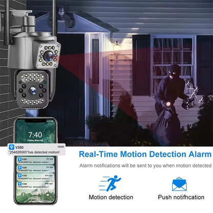 Kamera Zewnętrzna IP V380 4MP Dual Lens PTZ WiFi/4G IP66 Monitoring