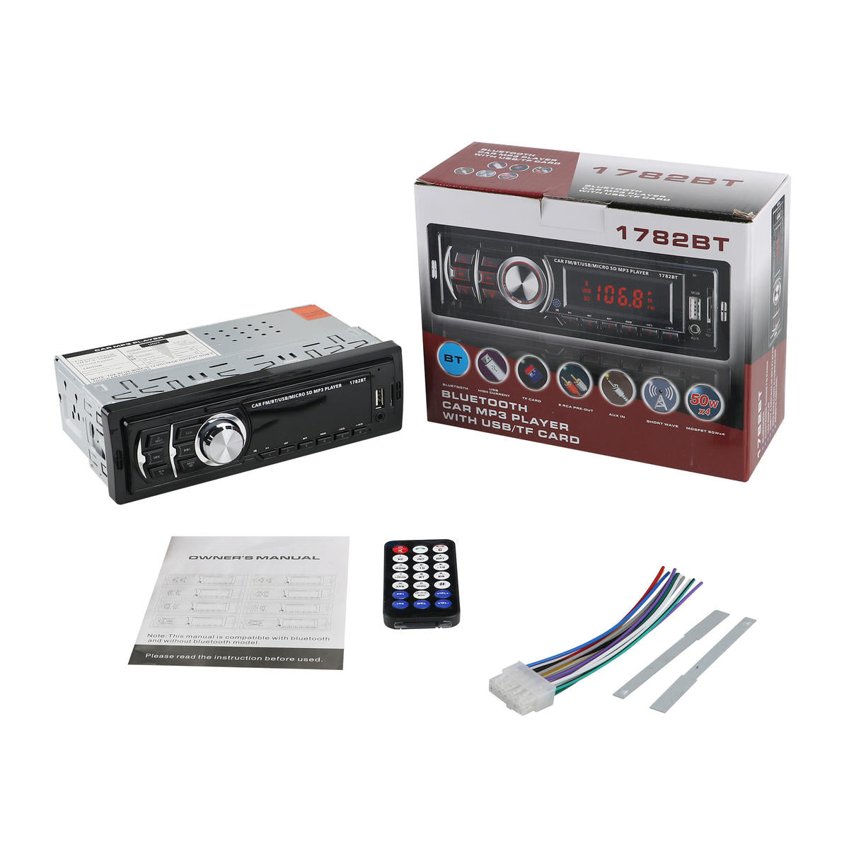 Radio samochodowe MP3 Bluetooth USB SD FM 1DIN pilot
