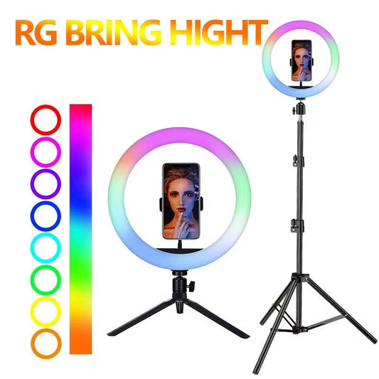 Lampa Pierścieniowa LED RGB ze Statywem | Streaming Vlog Makijaż