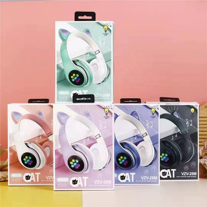 Słuchawki Gamingowe STN28 LED Koci Uszy Mikrofon Bezprzewodowe