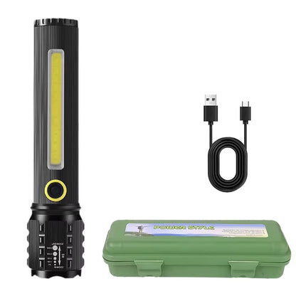 Mocna Latarka LED COB z Zoomem i Etui - Idealna do Domu i Outdooru