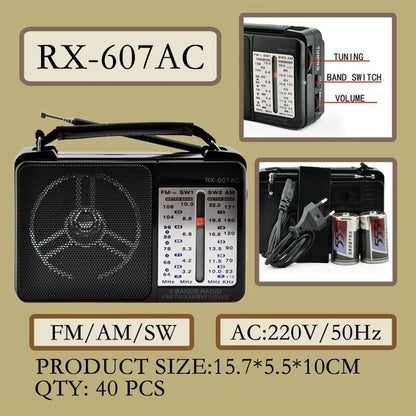 Radio Retro Golon RX-608ACW FM/AM/SW1/SW2 Xbass - Klasyczny Odbiornik