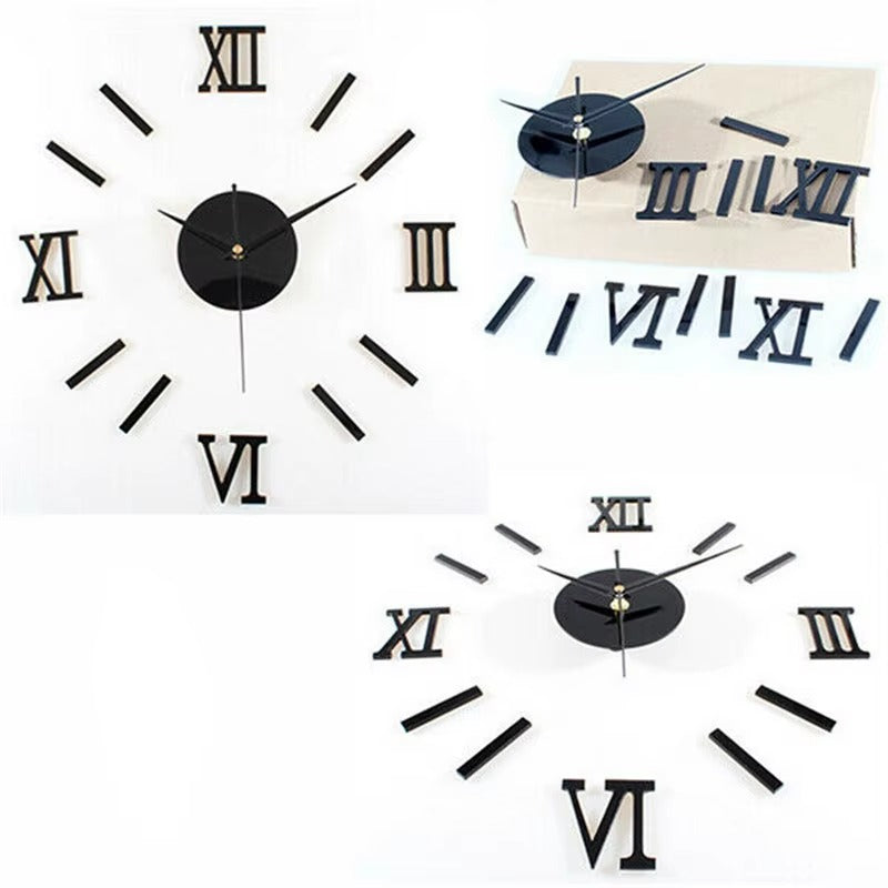 Nowoczesny Zegar Ścienny 3D DIY Bez Ramki - Dekoracja Domu