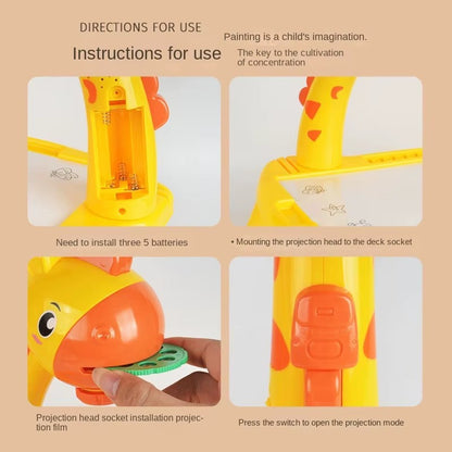 Stoliczek Projektor Żyrafa do Rysowania dla Dzieci | Zestaw Artystyczny