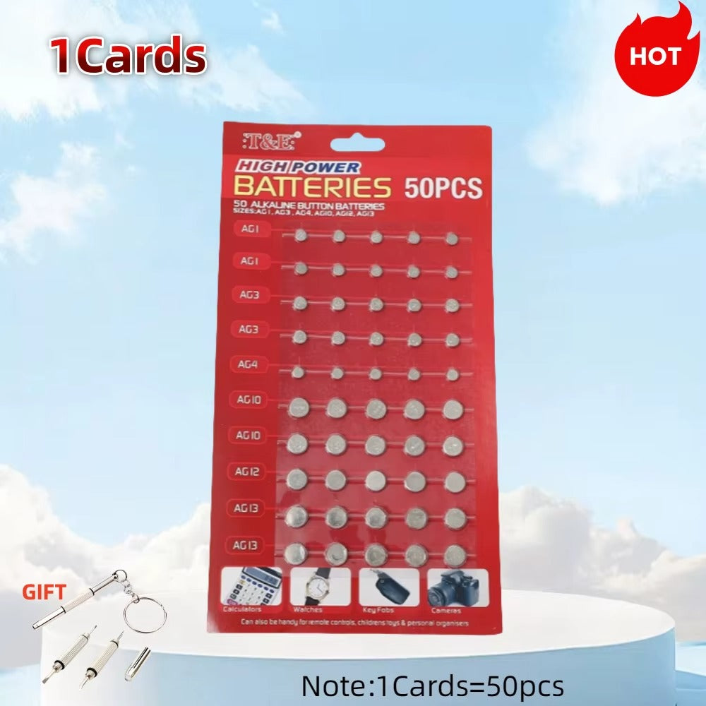 Baterie Guzikowe Alkaliczne 50szt Różne Rozmiary AG1-AG13