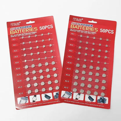 Baterie Guzikowe Alkaliczne 50szt Różne Rozmiary AG1-AG13