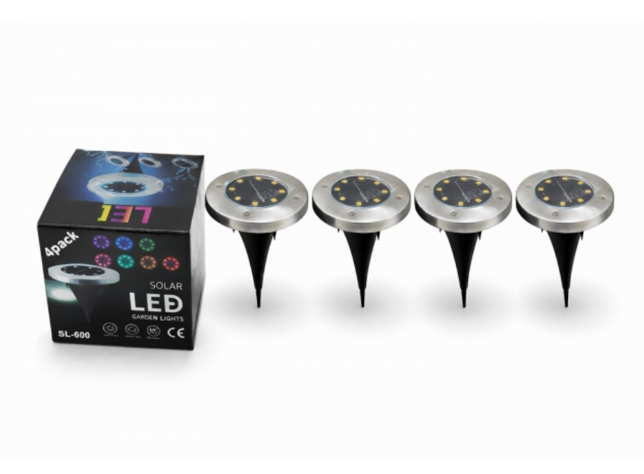 Lampy Solarne LED SL-600 Ciepła Biel 8 LED Zestaw 4 szt