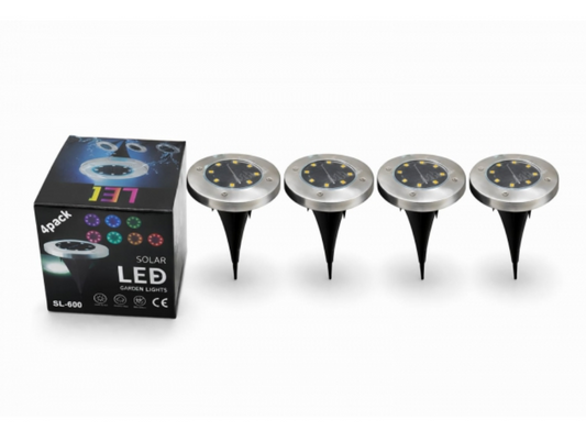 Lampy Solarne LED SL-600 Ciepła Biel 8 LED Zestaw 4 szt