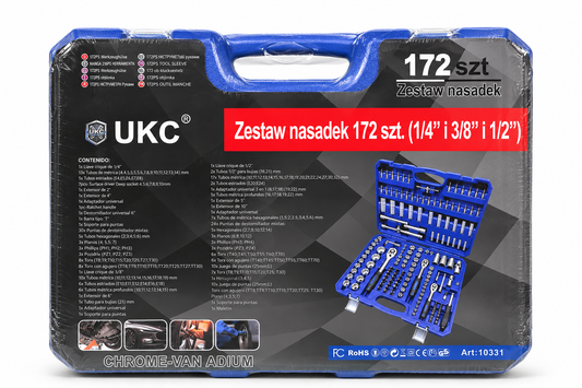 Zestaw Kluczy Nasadowych UKC 172 El. – 1/4, 3/8 i 1/2"