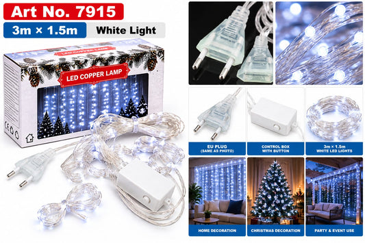 Kurtyna Świetlna LED 300LED 3 M 3 M×3 M Biała