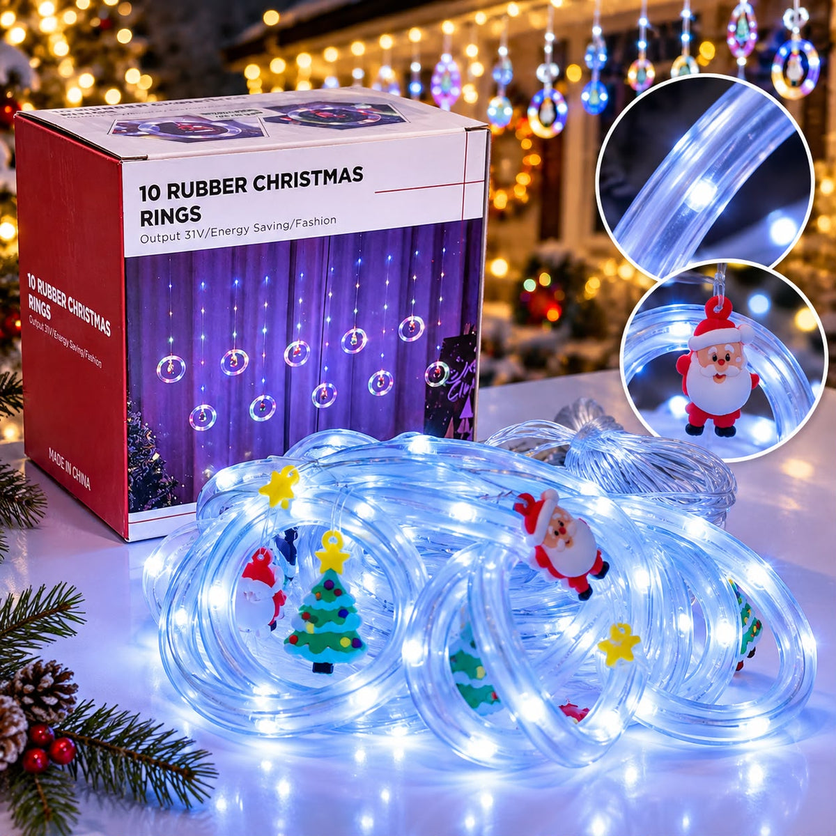 Kurtyna Świetlna LED 70 CM 3 M 3 M×70 CM Ciepła Biel – art. 8180