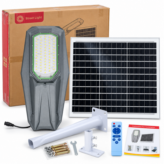 Lampa uliczna solarna XJ 1906 600 W z panelem solarnym, pilotem i akcesoriami – zdjęcie główne SKU 10677