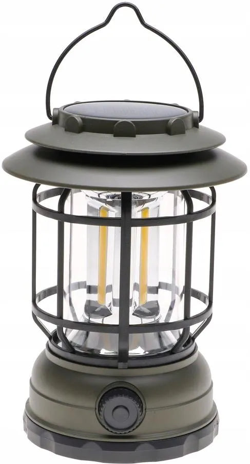 Latarnia Kempingowa LED Solar Vintage - Oświetlenie Ogrodowe