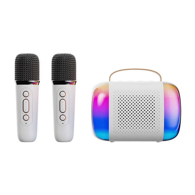 Przenośny Zestaw Karaoke Bluetooth z Głośnikiem LED i Dwoma Mikrofonami