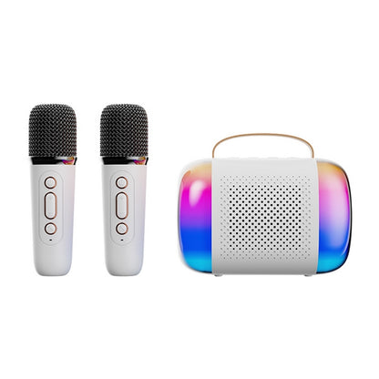 Przenośny Zestaw Karaoke Bluetooth z Głośnikiem LED i Dwoma Mikrofonami