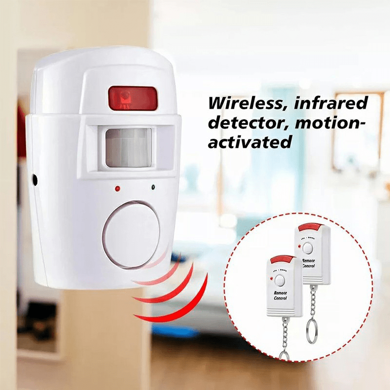 Bezprzewodowy Mini Alarm PIR 105dB z 2 Pilotami