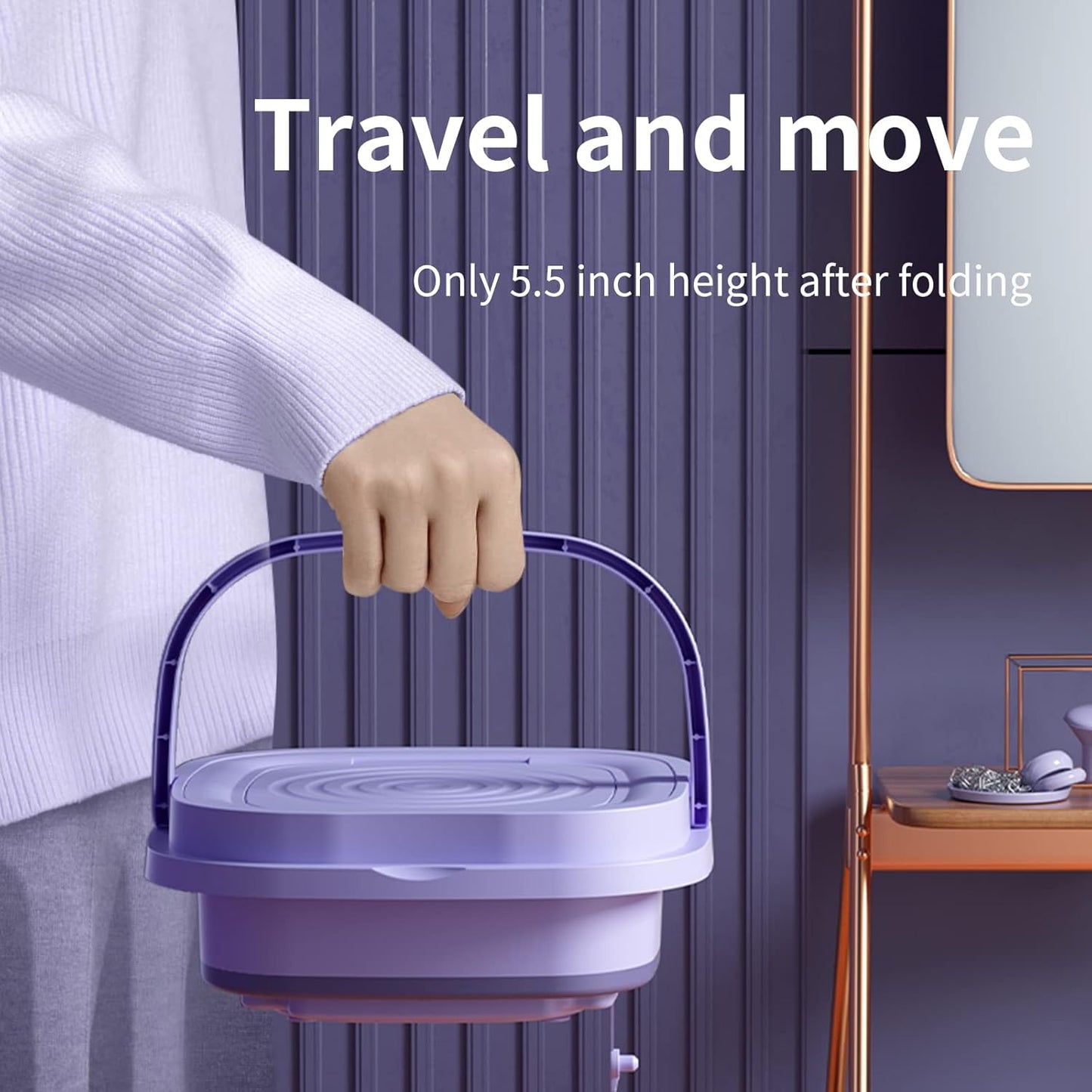 Składana Mini Pralka Turystyczna z Funkcją Wirowania