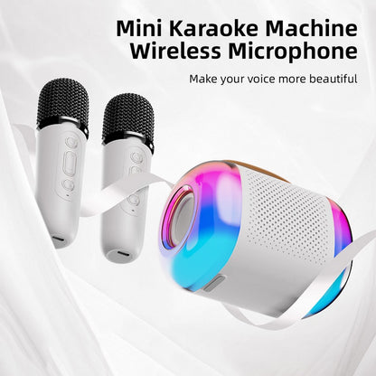 Przenośny Zestaw Karaoke Bluetooth z Głośnikiem LED i Dwoma Mikrofonami