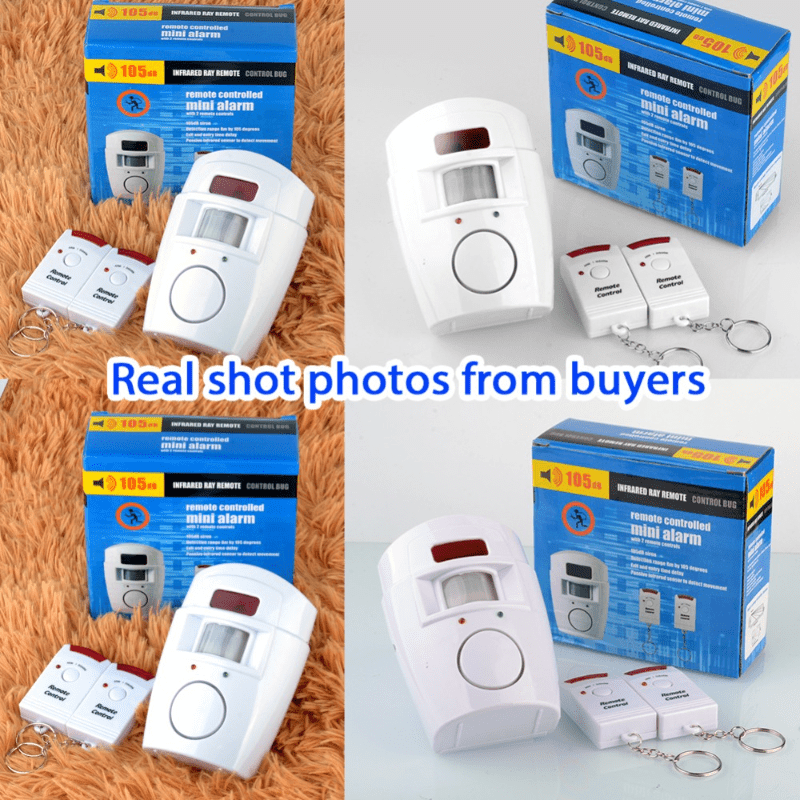 Bezprzewodowy Mini Alarm PIR 105dB z 2 Pilotami