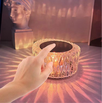 Kolorowa Kryształowa Lampa LED Z Paskiem Dotykowym – Kreatywna Lampka Nocna, Regulacja Jasności, Nastrojowe Oświetlenie