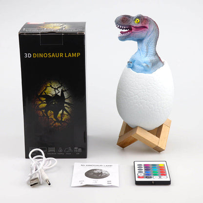 Lampka Dinozaur 3D LED w Jajku – 16 Kolorów, Pilot i Dotyk, Ładowalna
