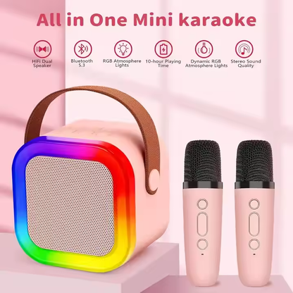 Zestaw Karaoke Bluetooth z Dwoma Mikrofonami i Głośnikiem RGB