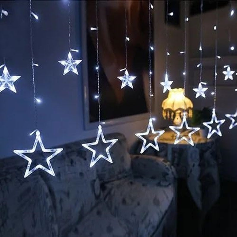 STAR ICICLE LIGHTS CURTAIN FAIRY CONNECTABLE 8 MODES WATERPROOF HANGING LIGHTS FOR CHRISTMAS PARTY INDOOR OUTDOOR DECORATIONS