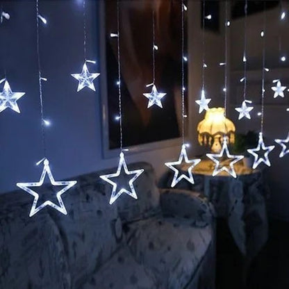 STAR ICICLE LIGHTS CURTAIN FAIRY CONNECTABLE 8 MODES WATERPROOF HANGING LIGHTS FOR CHRISTMAS PARTY INDOOR OUTDOOR DECORATIONS