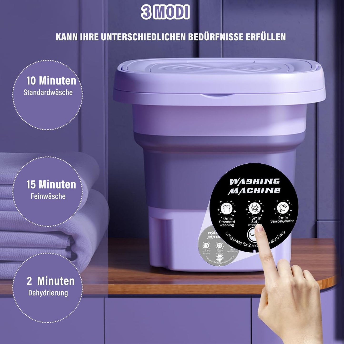 Składana Mini Pralka Turystyczna z Funkcją Wirowania