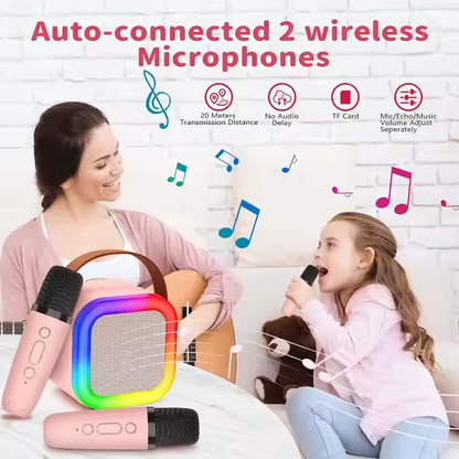Zestaw Karaoke Bluetooth z Dwoma Mikrofonami i Głośnikiem RGB